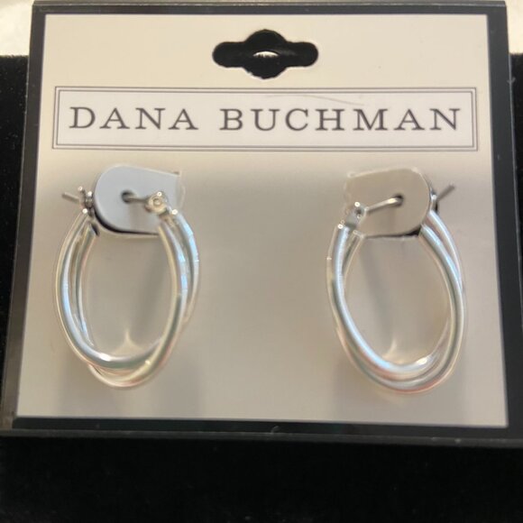 Dana Buchman ~ 1 inch Oval Hoop Earrings ~ Silver-Tone ~ NWT - Picture 1 of 3